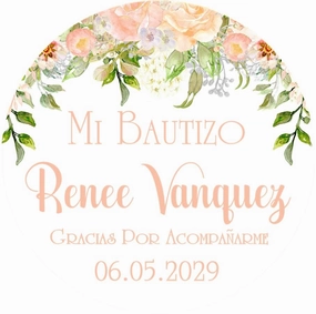 Peach Spanish Baptism Stickers