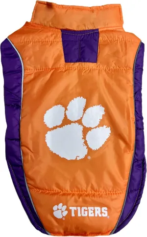 Pets First Collegiate Clemson Tigers Puffer Vest for Dogs & Cats. Size Large. Warm, Cozy, and Waterproof Dog Coat, for Small and Large Dogs/Cats.