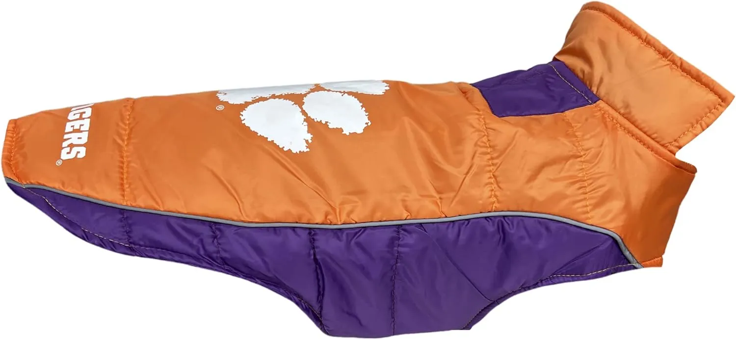 Pets First Collegiate Clemson Tigers Puffer Vest for Dogs & Cats. Size Large. Warm, Cozy, and Waterproof Dog Coat, for Small and Large Dogs/Cats.
