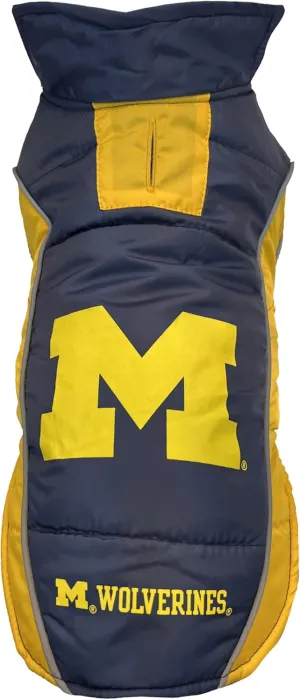 Pets First Collegiate Michigan Wolverines Puffer Vest for Dogs & Cats. Size Small. Warm, Cozy, and Waterproof Dog Coat, for Small and Large Dogs/Cats.