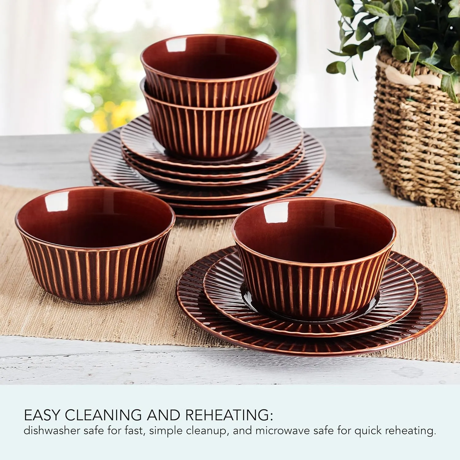 Pfaltzgraff Dannie Red 12 Piece Dinnerware Set, Service for 4, Red