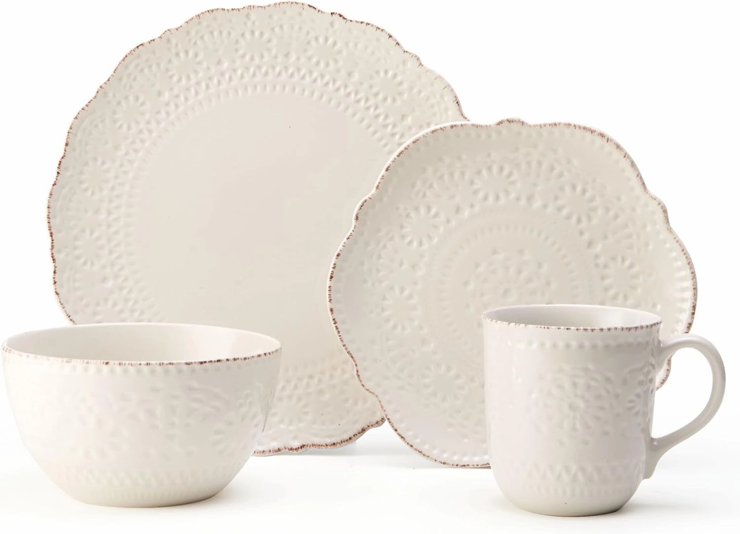 Pfaltzgraff Chateau Cream 16-Piece Stoneware Dinnerware Set, Service for 4, Off White