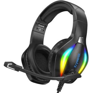 PG1 Gaming Headset with Microphone for PS4, PS5, PC, Switch, Xbox, Gaming Headphones with RGB Light, Computer Headset with Mic & 3.5mm Jack