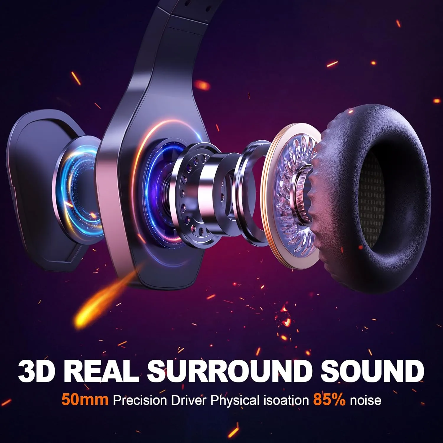 PG1 Gaming Headset with Microphone for PS4, PS5, PC, Switch, Xbox, Gaming Headphones with RGB Light, Computer Headset with Mic & 3.5mm Jack
