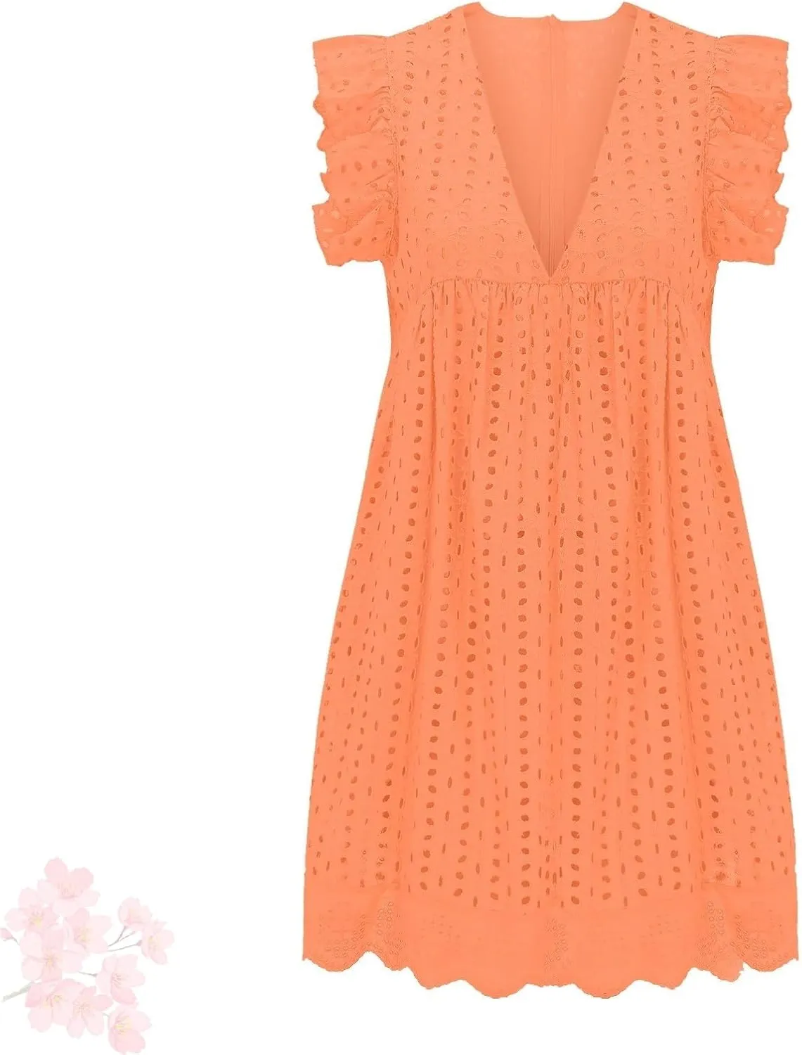 Pickelect Romper Dress with Shorts, V Neck Solid Color Lace Dresses, Jumpsuit Short Dress with Built-in Shorts