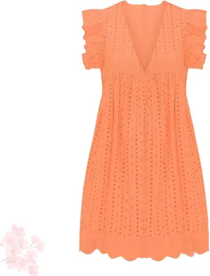 Pickelect Romper Dress with Shorts, V Neck Solid Color Lace Dresses, Jumpsuit Short Dress with Built-in Shorts
