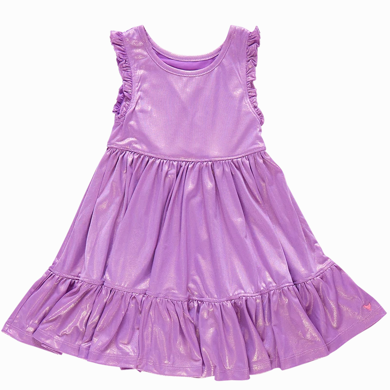 Pink Chicken - Girls Lame Kelsey Dress - Purple