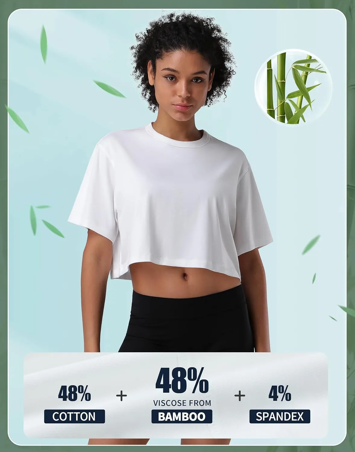 Pioneer Camp Bamboo Viscose Workout Crop Tops for Women Short Sleeve Loose T-Shirts Cropped Athletic Gym Running Yoga Tee