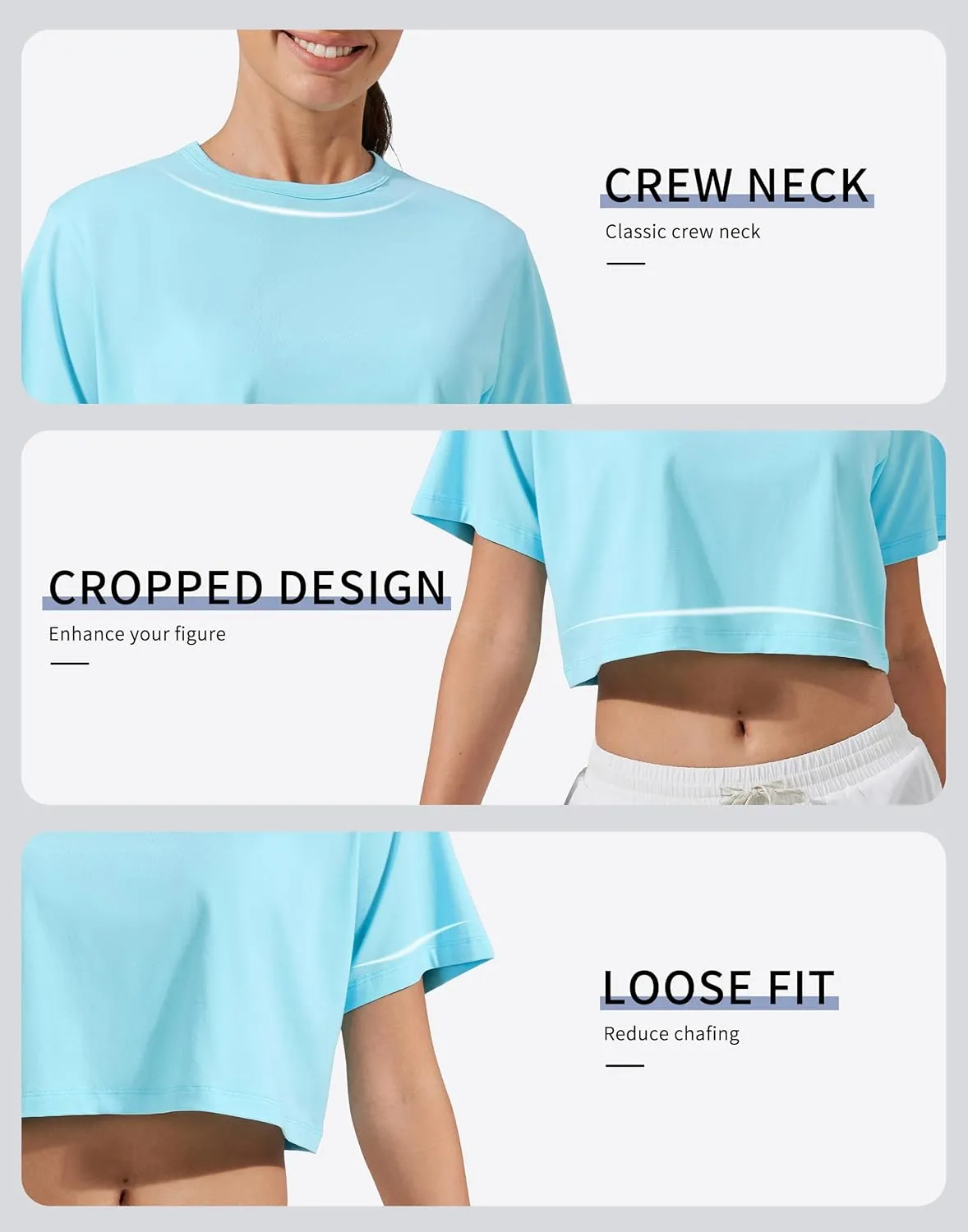 Pioneer Camp Bamboo Viscose Workout Crop Tops for Women Short Sleeve Loose T-Shirts Cropped Athletic Gym Running Yoga Tee