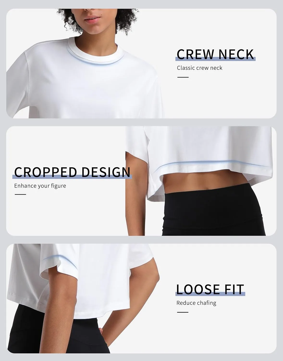 Pioneer Camp Bamboo Viscose Workout Crop Tops for Women Short Sleeve Loose T-Shirts Cropped Athletic Gym Running Yoga Tee