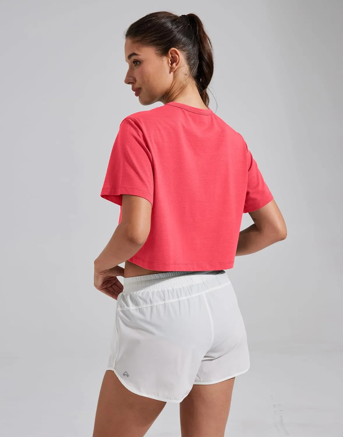 Pioneer Camp Bamboo Viscose Workout Crop Tops for Women Short Sleeve Loose T-Shirts Cropped Athletic Gym Running Yoga Tee