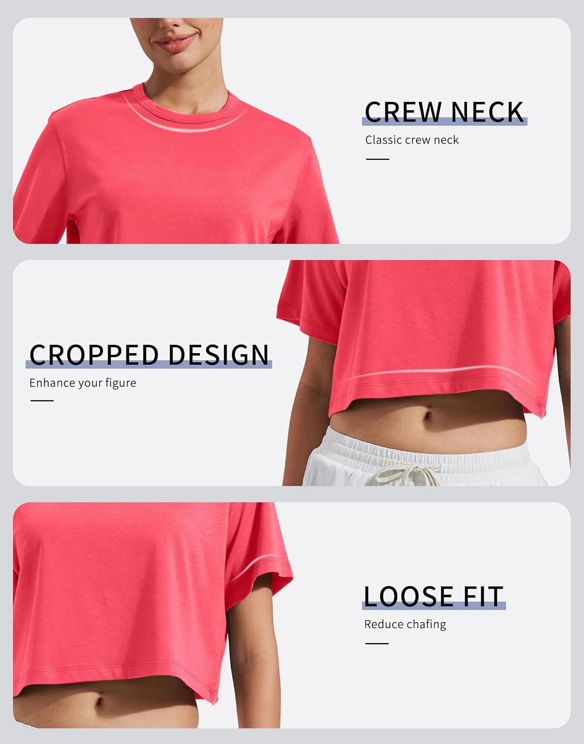 Pioneer Camp Bamboo Viscose Workout Crop Tops for Women Short Sleeve Loose T-Shirts Cropped Athletic Gym Running Yoga Tee