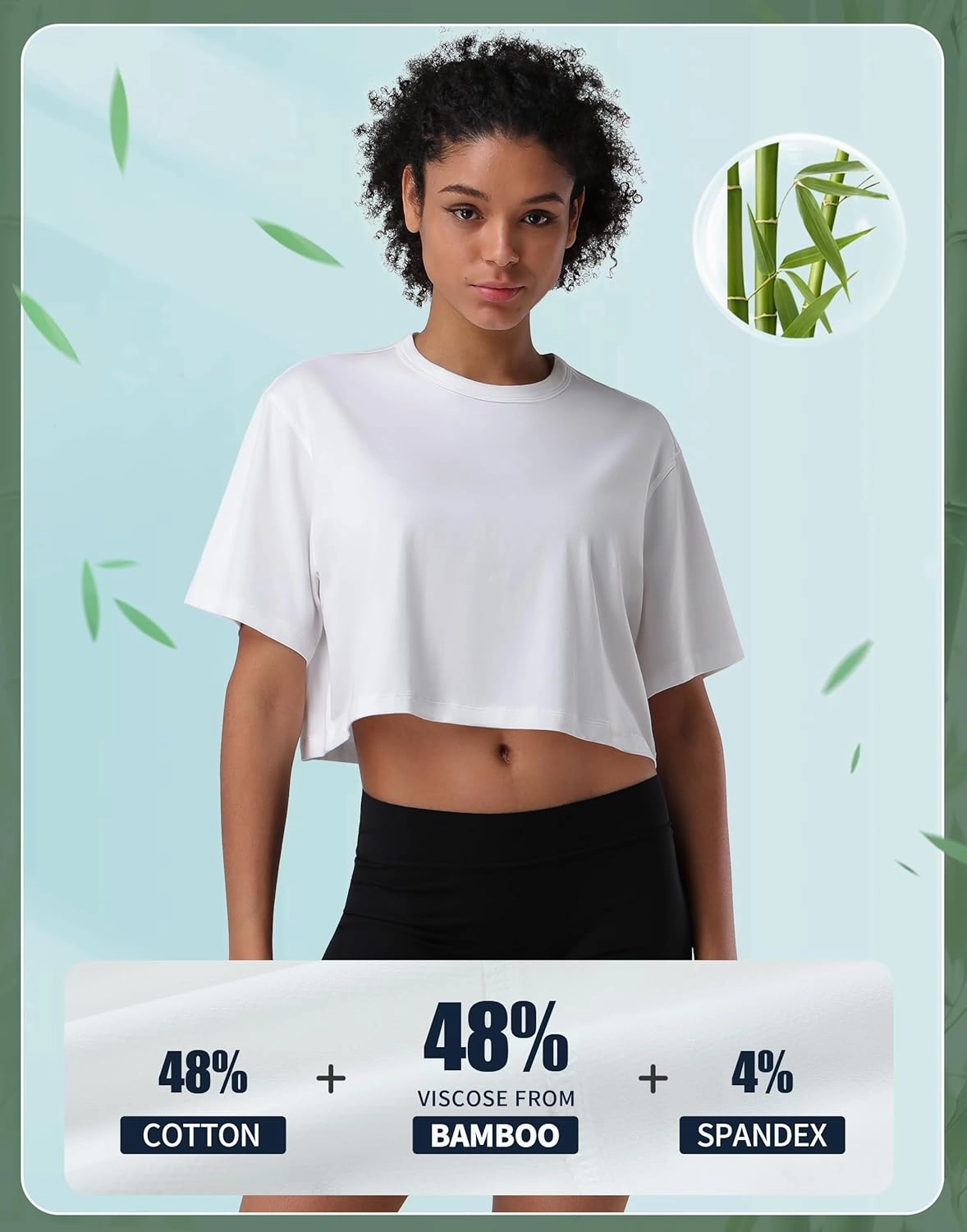 Pioneer Camp Bamboo Viscose Workout Crop Tops for Women Short Sleeve Loose T-Shirts Cropped Athletic Gym Running Yoga Tee