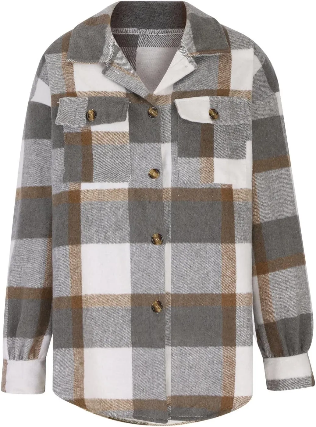 Plaid Shacket Jackets For Women Trendy 2023 Casual Oversized Flannel Shirts Long Sleeve Button Down Shirt Coats