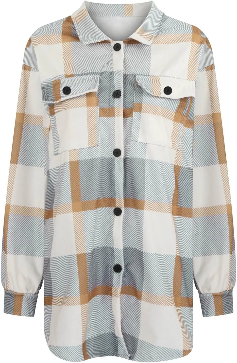 Plaid Shacket Jackets For Women Trendy 2023 Casual Oversized Flannel Shirts Long Sleeve Button Down Shirt Coats