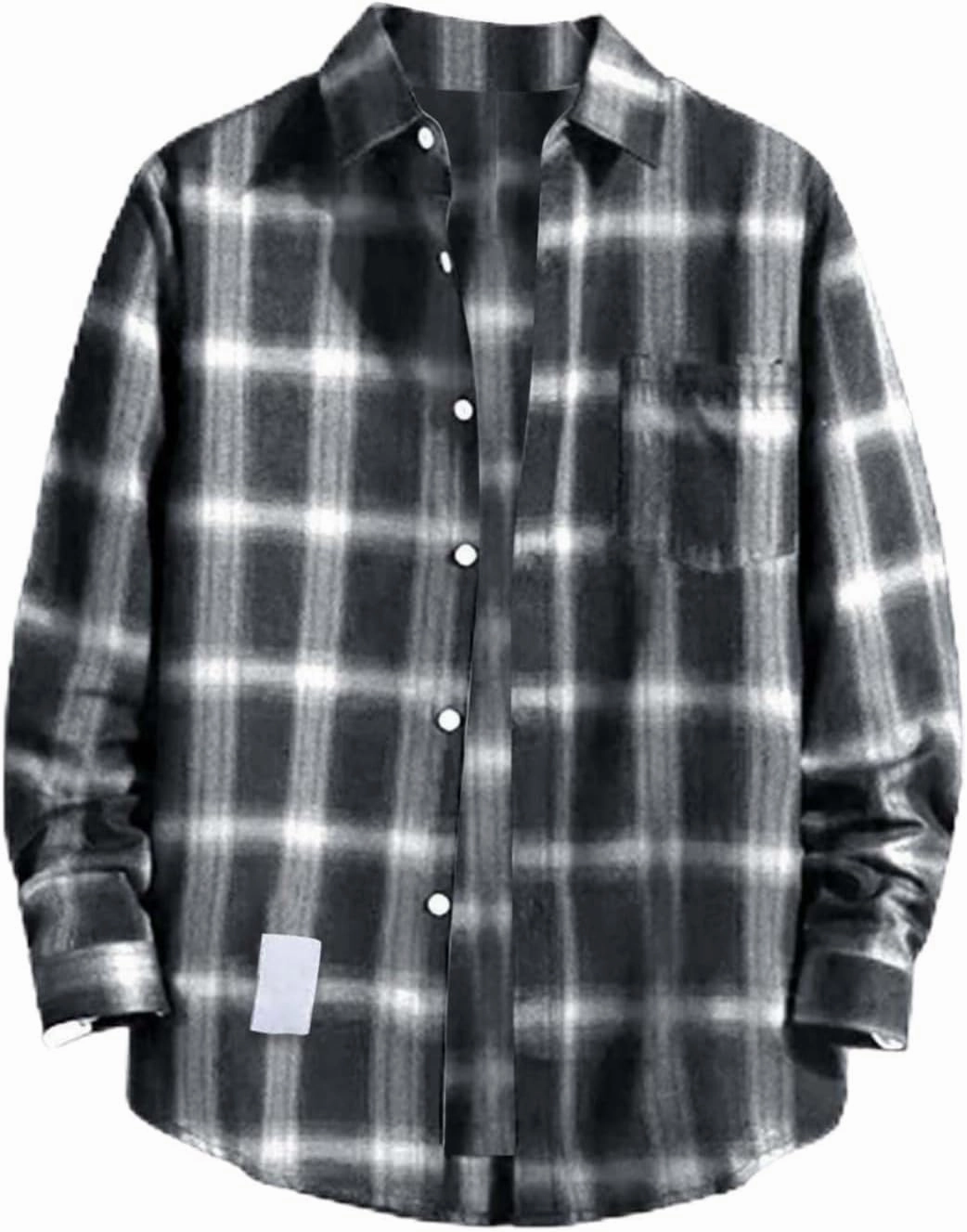 Plaid Shirt of Men Long Sleeve Button Down Lapel Collar Checkered Shirts Regular Fit Casual Coat for Spring and Fall