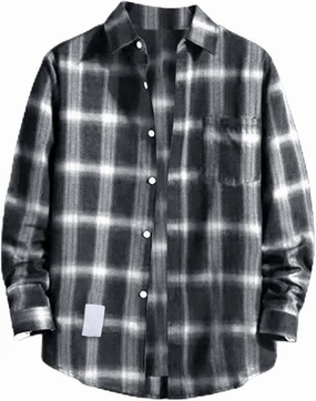 Plaid Shirt of Men Long Sleeve Button Down Lapel Collar Checkered Shirts Regular Fit Casual Coat for Spring and Fall
