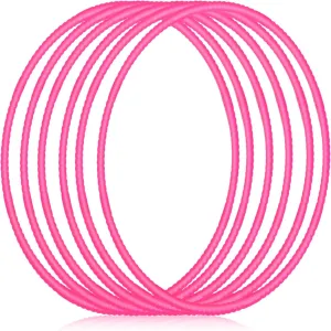 Poen 10 Pcs Toy Hoop Adjustable Detachable Plastic Colored Hoop Exercise Circles Playground Toys for Gymnastics Dog Agility Equipment Party Decor, 28 Inch(Rose Red)