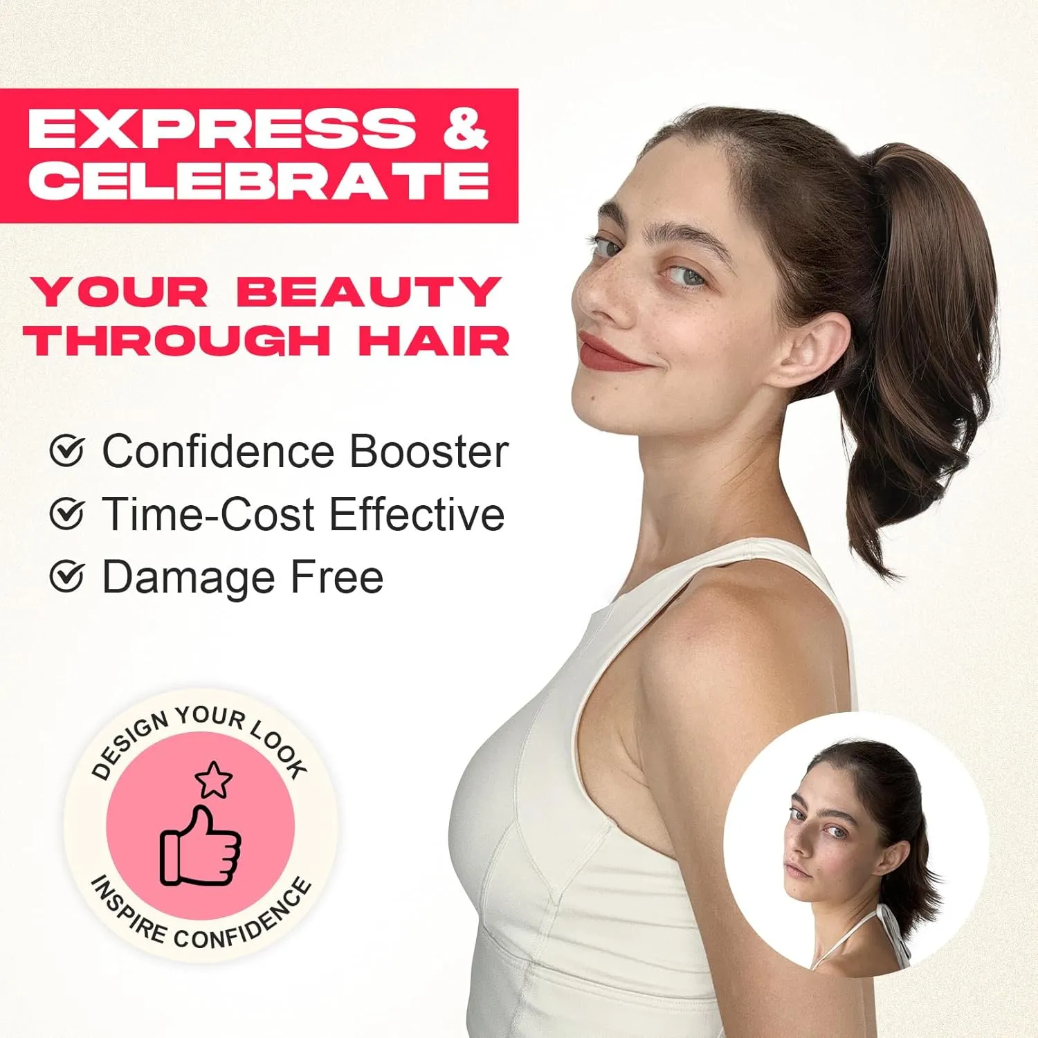 Ponytail Extension, 12" Claw Clip in Ponytail Hair Extensions Natural Soft Synthetic Natural Wave Pony Tail Hair Pieces for Women - Black Brown