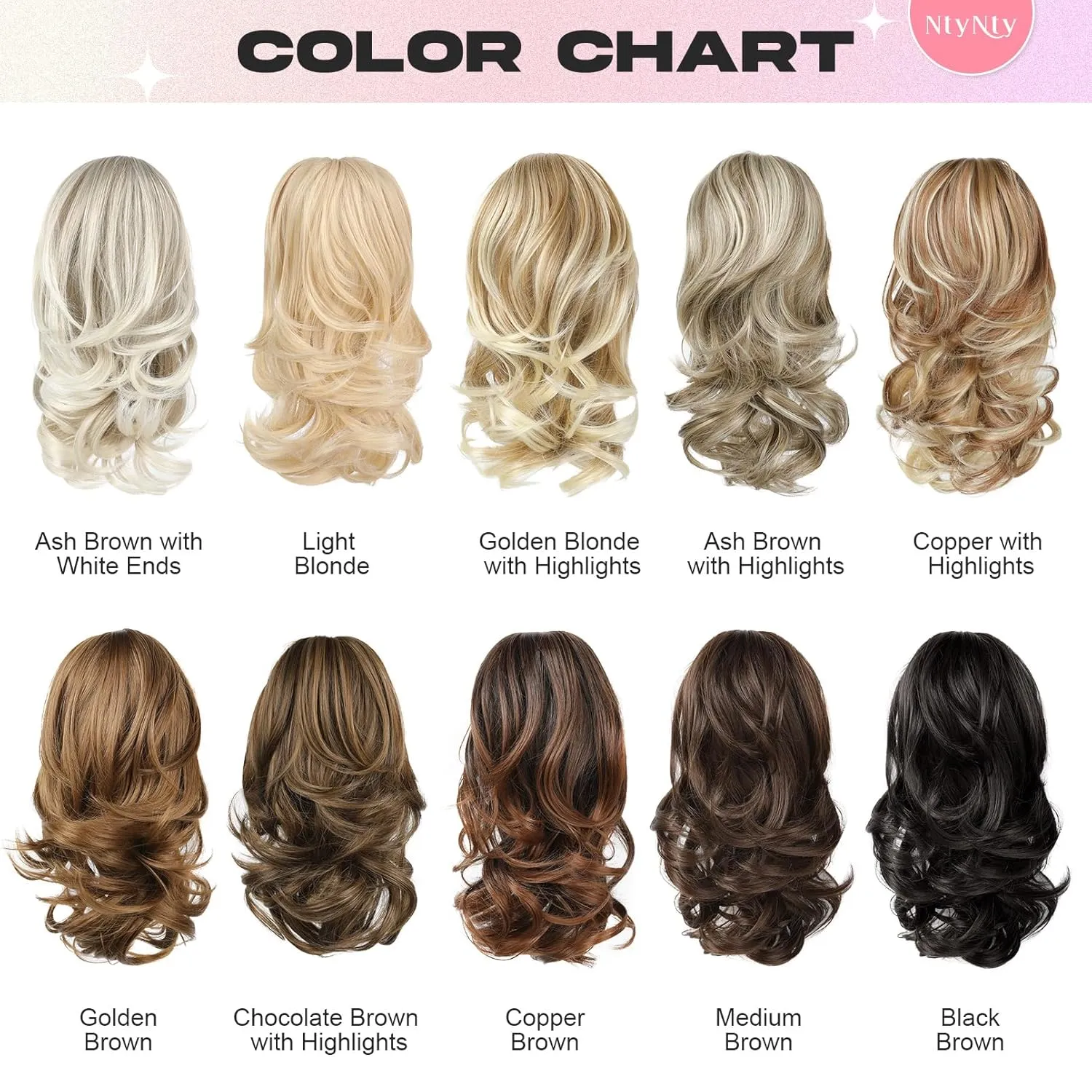 Ponytail Extension, 14" Claw Clip in Ponytail Hair Extensions Natural Soft Synthetic Layered Wavy Pony Tail Hair Pieces for Women - Bright Golden with Light Ends