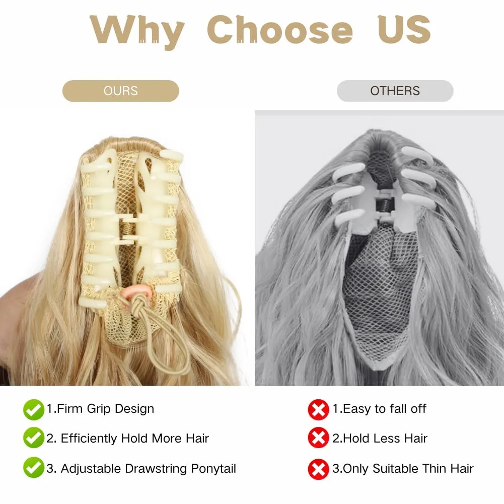 Ponytail Extensions for Women Claw Clip Ponytail Extension Curly Wavy Ponytail Hair Extension 14" Ponytail Extension for Women Fluffy Natural Looking Synthetic Hairpiece for Daily Use
