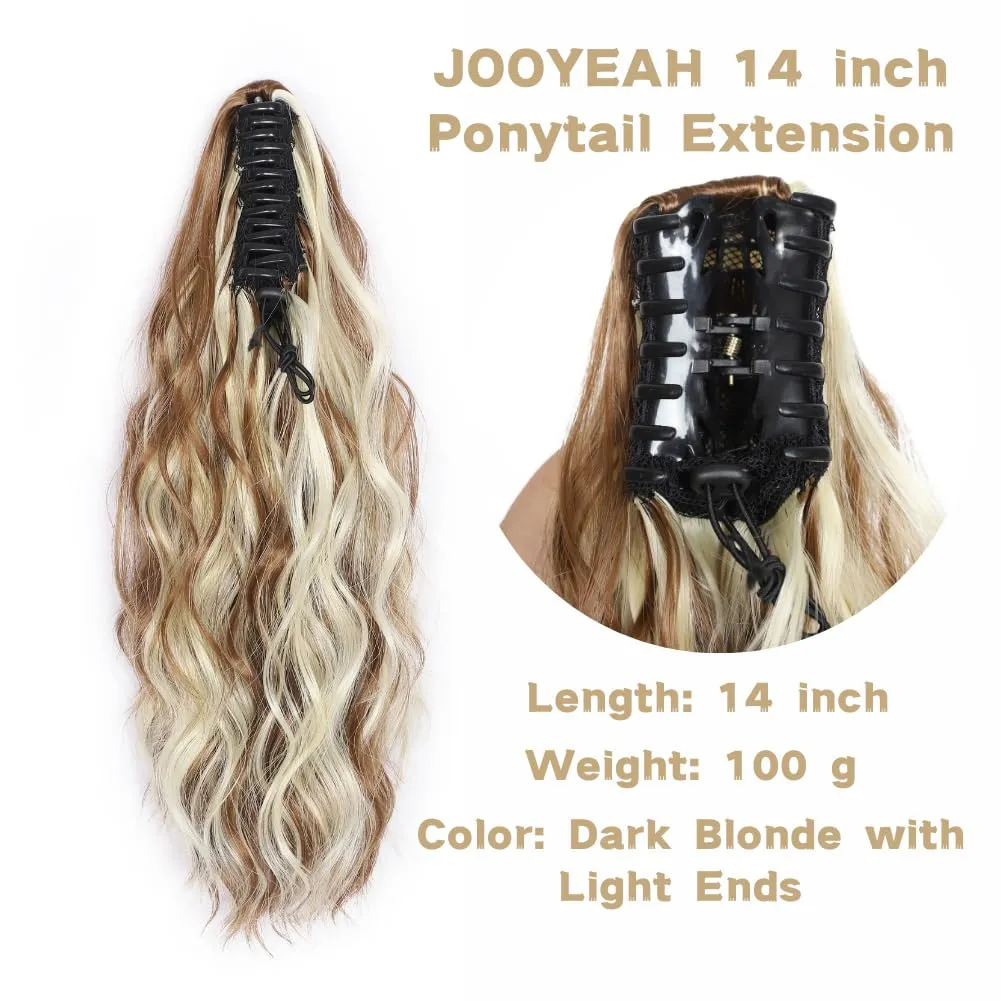 Ponytail Extensions for Women Claw Clip Ponytail Extension Curly Wavy Ponytail Hair Extension 14" Ponytail Extension for Women Fluffy Natural Looking Synthetic Hairpiece for Daily Use