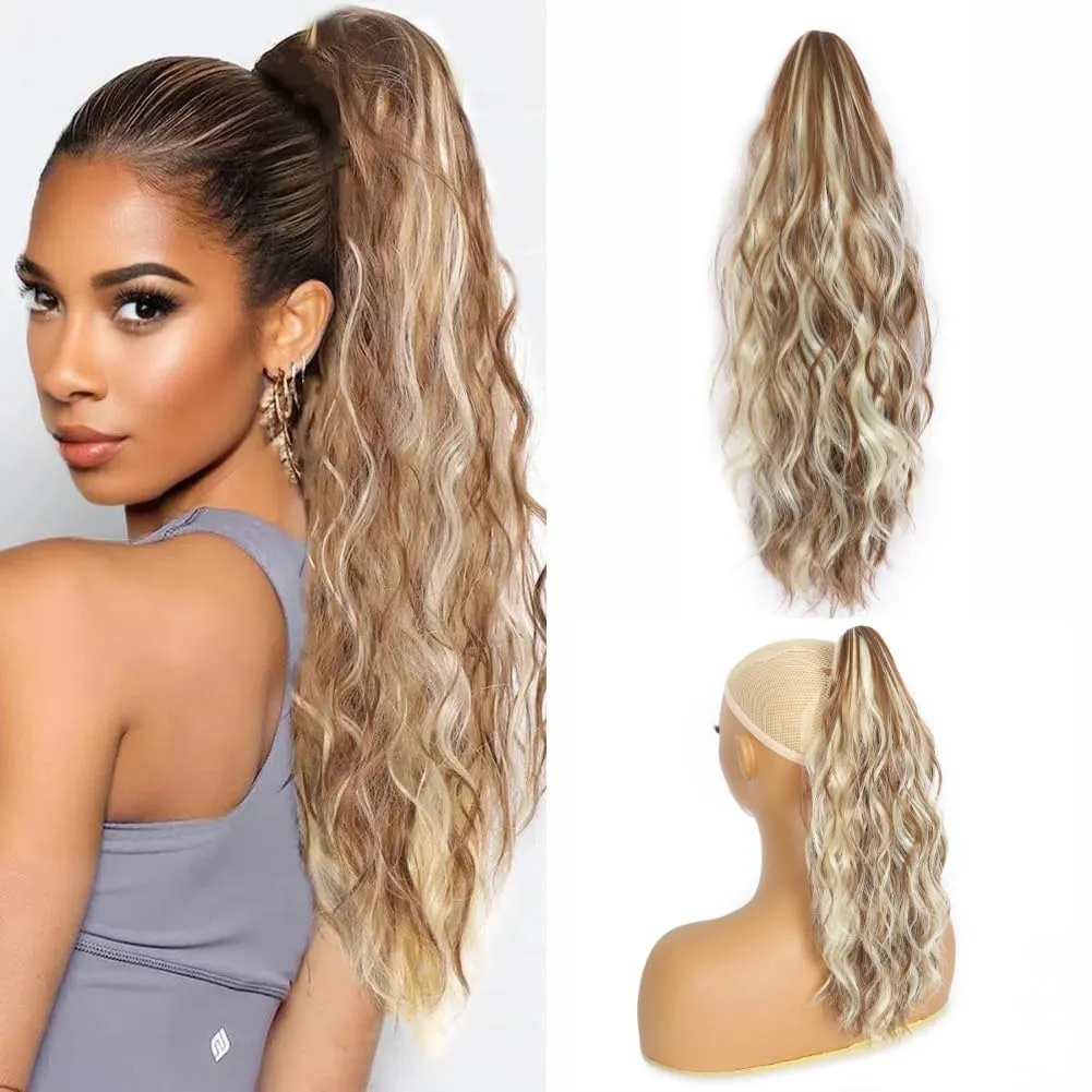 Ponytail Extensions for Women Claw Clip Ponytail Extension Curly Wavy Ponytail Hair Extension 14" Ponytail Extension for Women Fluffy Natural Looking Synthetic Hairpiece for Daily Use