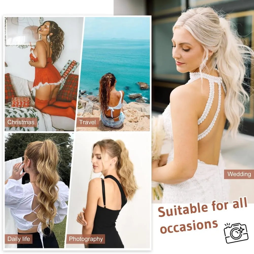 Ponytail Extensions for Women Claw Clip Ponytail Extension Curly Wavy Ponytail Hair Extension 14" Ponytail Extension for Women Fluffy Natural Looking Synthetic Hairpiece for Daily Use