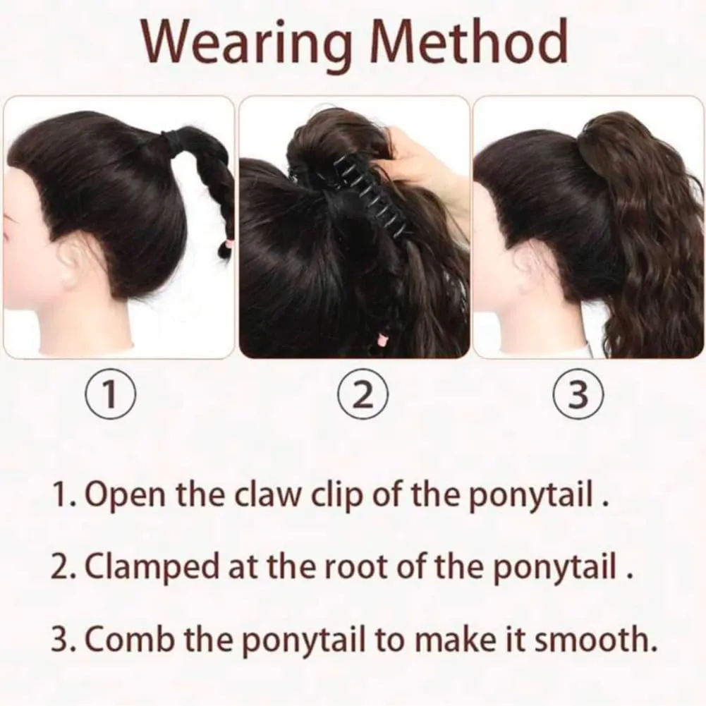 Ponytail Extensions for Women Claw Clip Ponytail Extension Curly Wavy Ponytail Hair Extension 14" Ponytail Extension for Women Fluffy Natural Looking Synthetic Hairpiece for Daily Use