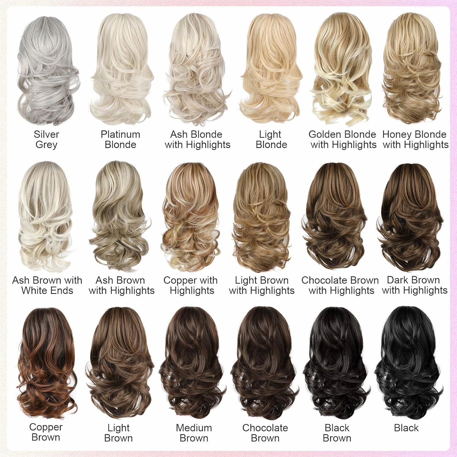 Ponytail Extension, 14" Claw Clip in Ponytail Hair Extensions Natural Soft Synthetic Layered Wavy Pony Tail Hair Pieces for Women - Ash Blonde with Highlights