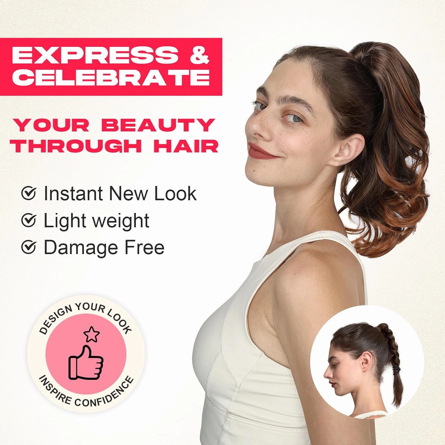 Ponytail Extension, 14" Claw Clip in Ponytail Hair Extensions Natural Soft Synthetic Layered Wavy Pony Tail Hair Pieces for Women - Ash Blonde with Highlights