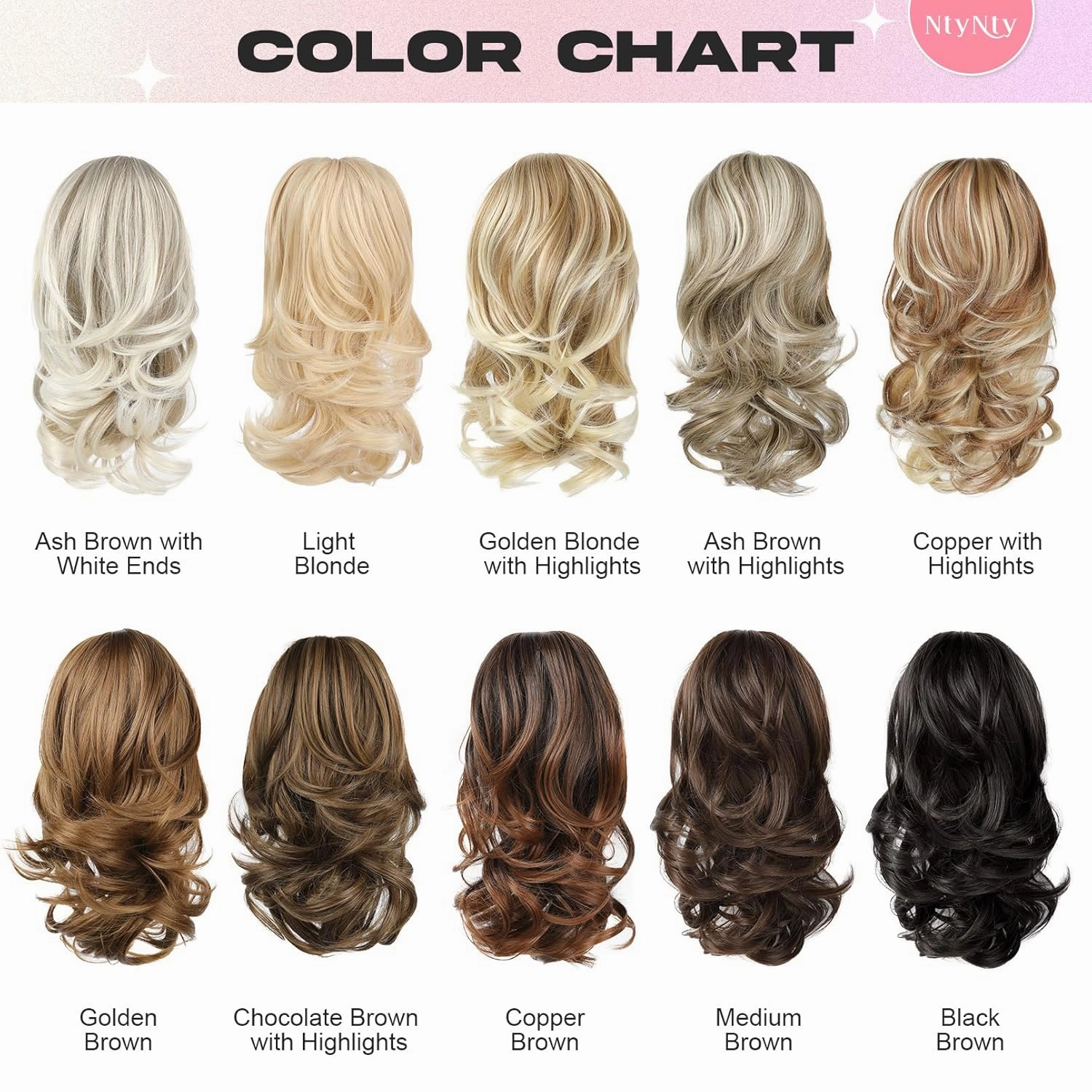 Ponytail Extension, 14" Claw Clip in Ponytail Hair Extensions Natural Soft Synthetic Layered Wavy Pony Tail Hair Pieces for Women - Ash Brown with Highlights