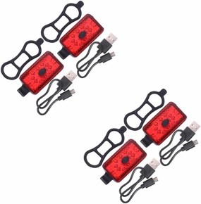 POPETPOP 4sets USB Rechargeable Bike Rear Light Glowing Cycling Night Safety Warning Light for Night Riding Essential Bike Accessories Red