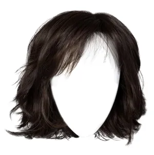 Positivity Wig With Chin-Length Tousled Undone Bob Wth Soft Youthful Bangs, Average Cap, Dark Brown