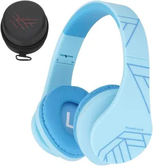 PowerLocus Kids Headphones Over-Ear, Bluetooth Wireless Headphones for Kids,with Microphone, Safe 85DB Volume Limited, Foldable with Carry Case, Audio Cable, Micro SD mode for Online Classes,PC,Phones