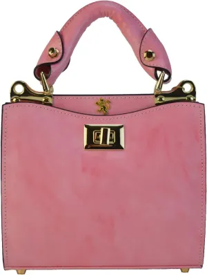 Pratesi Leather Bag for Women Anna Maria Luisa de' Medici Small in cow leather R150/20 - Radica Pink Made in Italy