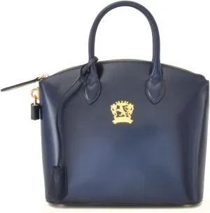 Pratesi Leather Bag for Women Versilia Small Handbag in cow leather - Radica Blue Made in Italy