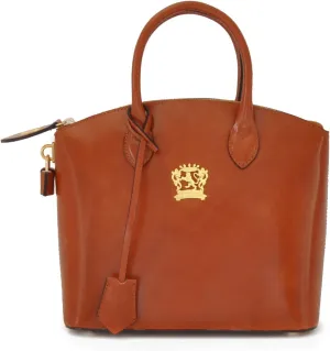 Pratesi Leather Bag for Women Versilia Small Handbag in cow leather - Radica Brown Made in Italy