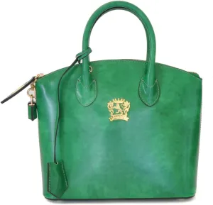 Pratesi Leather Bag for Women Versilia Small Handbag in cow leather - Radica Emerald Made in Italy