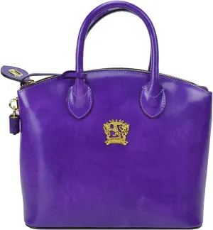 Pratesi Leather Bag for Women Versilia Small Handbag in cow leather - Radica Violet Made in Italy