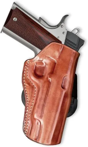 Premium Leather OWB Paddle Holster Open Top Fits Kimber 1911 II 45 ACP with Crimson Trace Grips 5" inch, Right Hand Draw, Brown Color #1319#