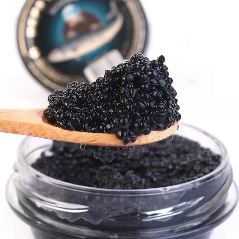 Premium Salmon Roe Caviar, 102g, Red-Orange Fish Eggs, Russian Style (black)