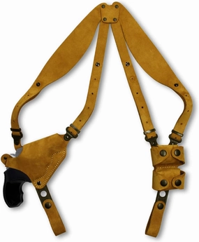 Premium Suede Leather Shoulder Holster System with Double Speed Loader Fits S&W M&P Bodyguard .38 w/Crimson Trace Integrated Laser, Right-Hand Draw, Brown Color #1567#