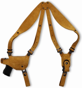Premium Suede Leather Shoulder Holster with Single Mag Carrier Fits Kimber Ultra Crimson Carry II 45 ACP 3'', Brown Color #1469#
