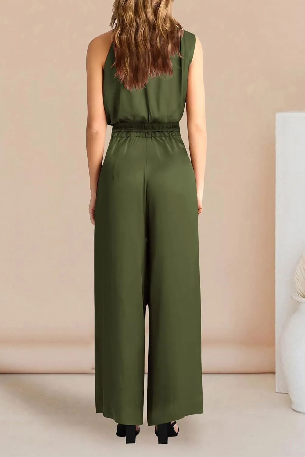 PRETTYGARDEN Women's 2 Piece Outfits 2025 Summer Casual Sleeveless Mock Neck Crop Tops Wide Leg Pants Set