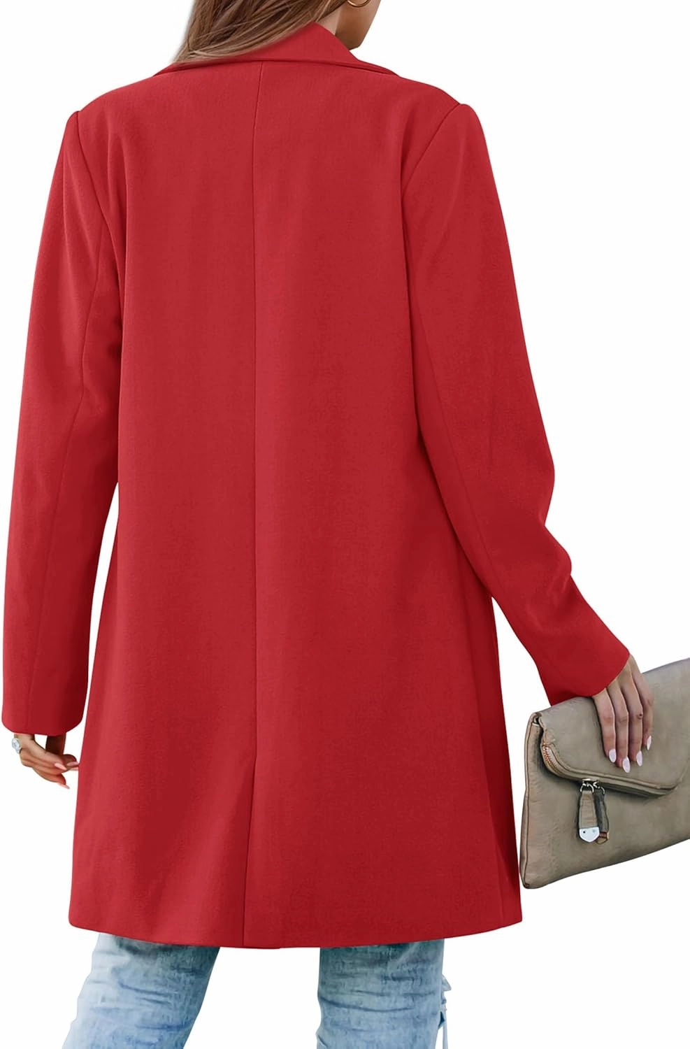PRETTYGARDEN Women's 2025 Spring Fall Long Blazer Jackets Long Sleeve Lapel Pockets Loose Fit Work Casual Blazers Outerwear