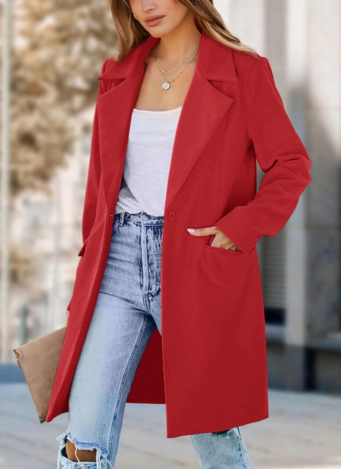 PRETTYGARDEN Women's 2025 Spring Fall Long Blazer Jackets Long Sleeve Lapel Pockets Loose Fit Work Casual Blazers Outerwear