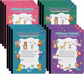 Primary Journal Grades K-2, primary composition notebook k-2, Primary Writing Journal, 100 Sheets/200 Pages 9.75" x 7 .5" Primary Composition Notebook with Picture Space for Preschool Kids (12 Pack)