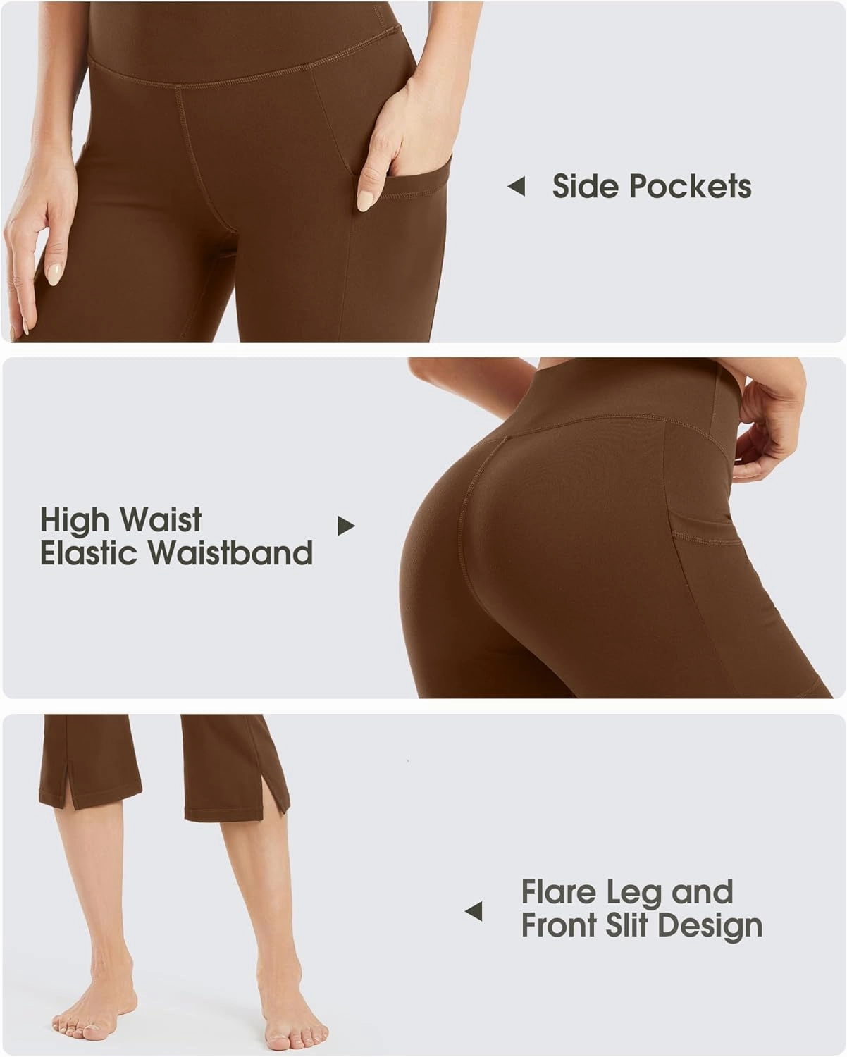 Promover Capri Pants for Women Bootcut Yoga Pants with Pockets High Waisted Flare Leggings Casual Work Pants