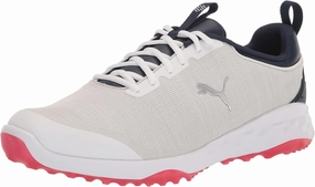 PUMA Men's Fusion Pro Golf Shoe, White Navy-for All Time Red, 14